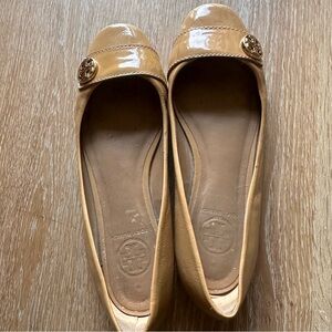 Tory Burch Gold-Tone Tan Flats